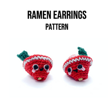 Load image into Gallery viewer, Steamie the Ramen Earrings Crochet Pattern PDF
