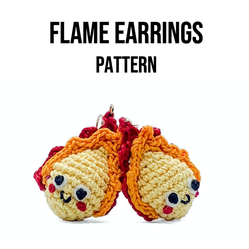 Owie the Mini Flame Earrings Crochet Pattern PDF
