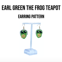 Load image into Gallery viewer, Earl Green the Teapot Frog Crochet Earring Pattern PDF

