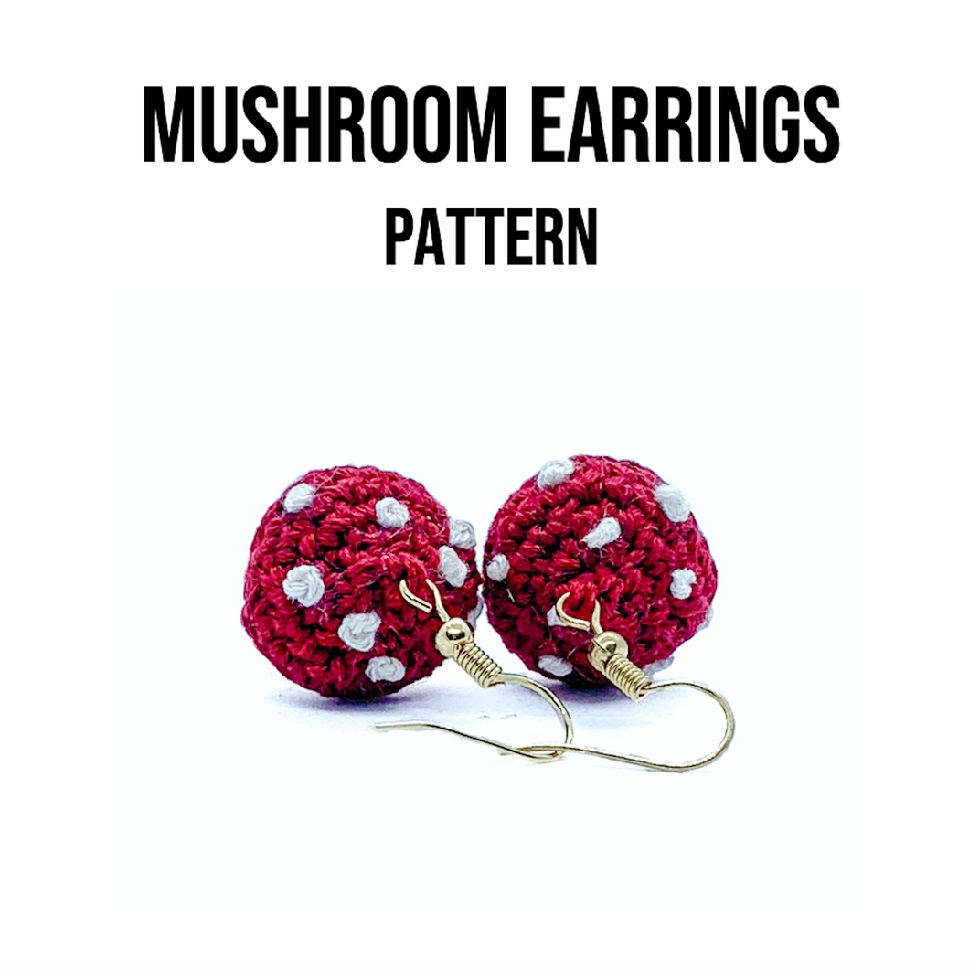 Fairy Mushroom Earrings Crochet Pattern PDF