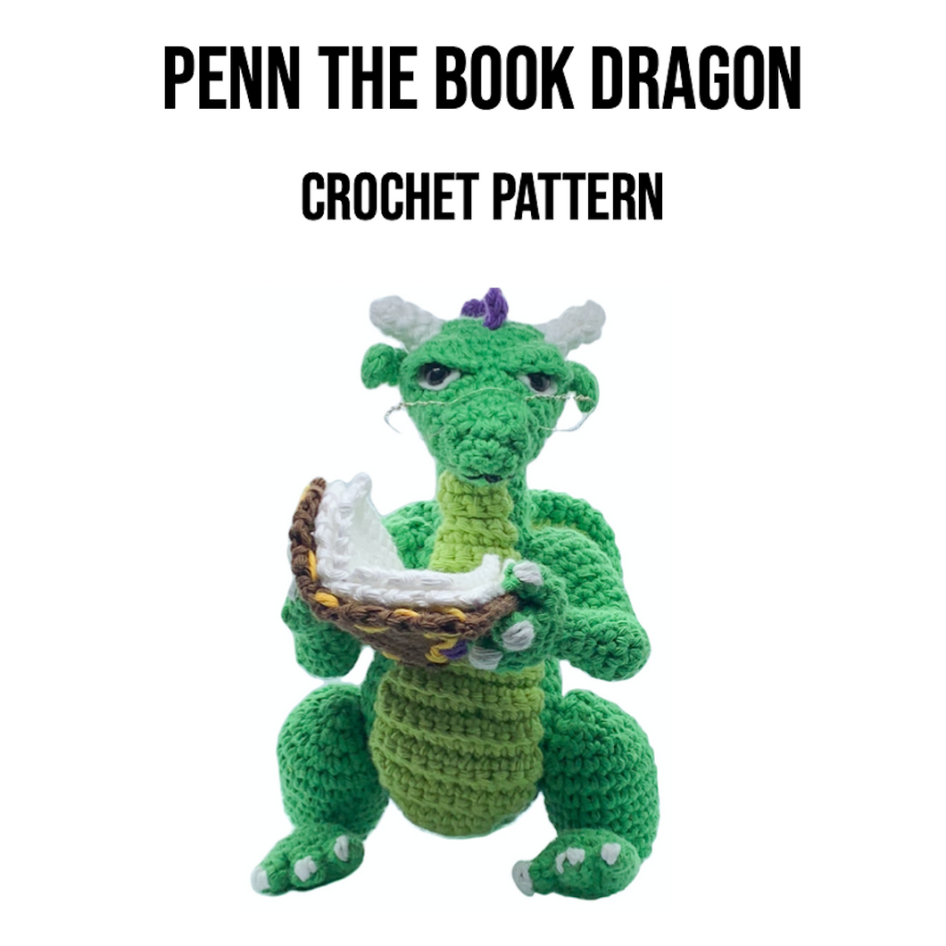 Penn the Book Dragon Crochet Pattern PDF